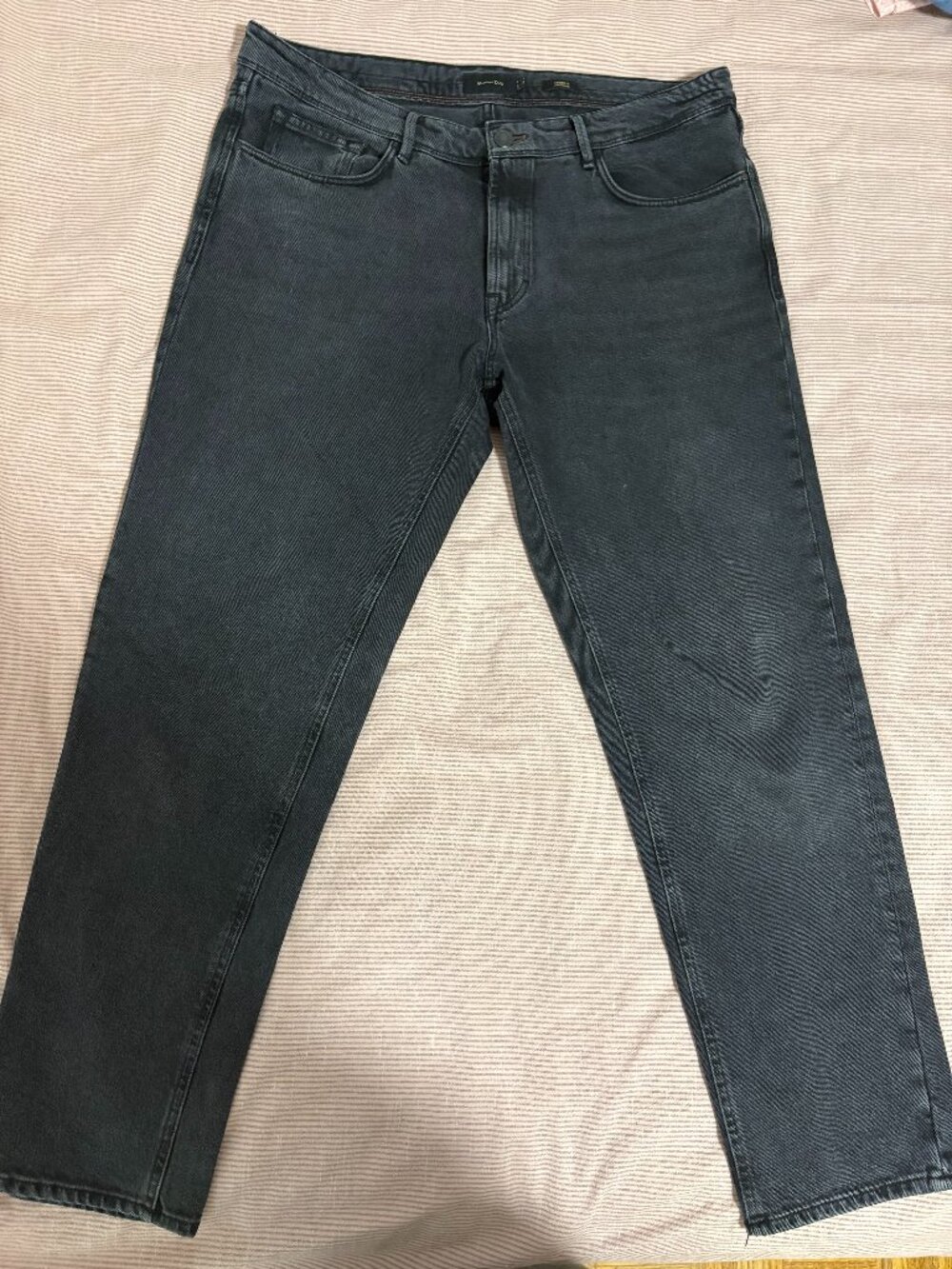 Massimo Dutti men's washed black tapered jeans size 36